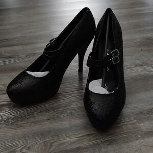 Ellie black glitter heels  Sz 10 NWOT